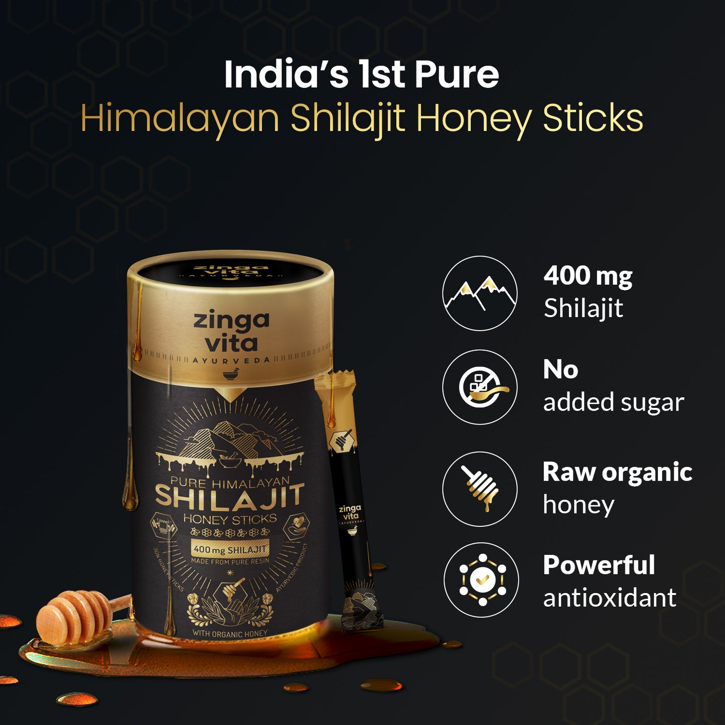 Pure Shilajit Honey Sticks